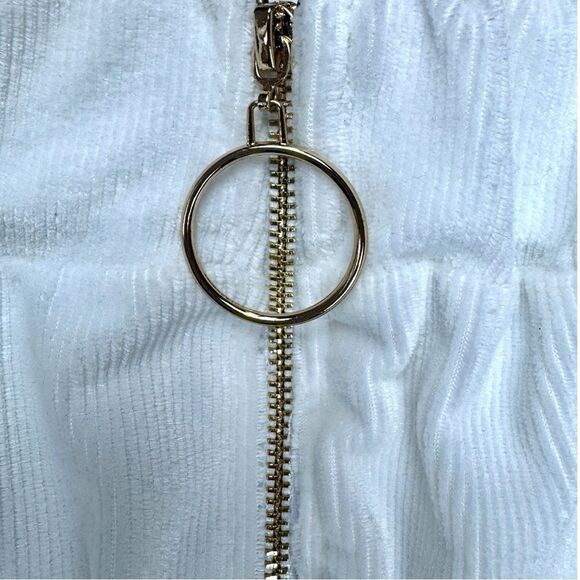 NWOT Marci White Stretchy Corduroy A-Line Mini Skirt Sz L - Picture 3 of 10